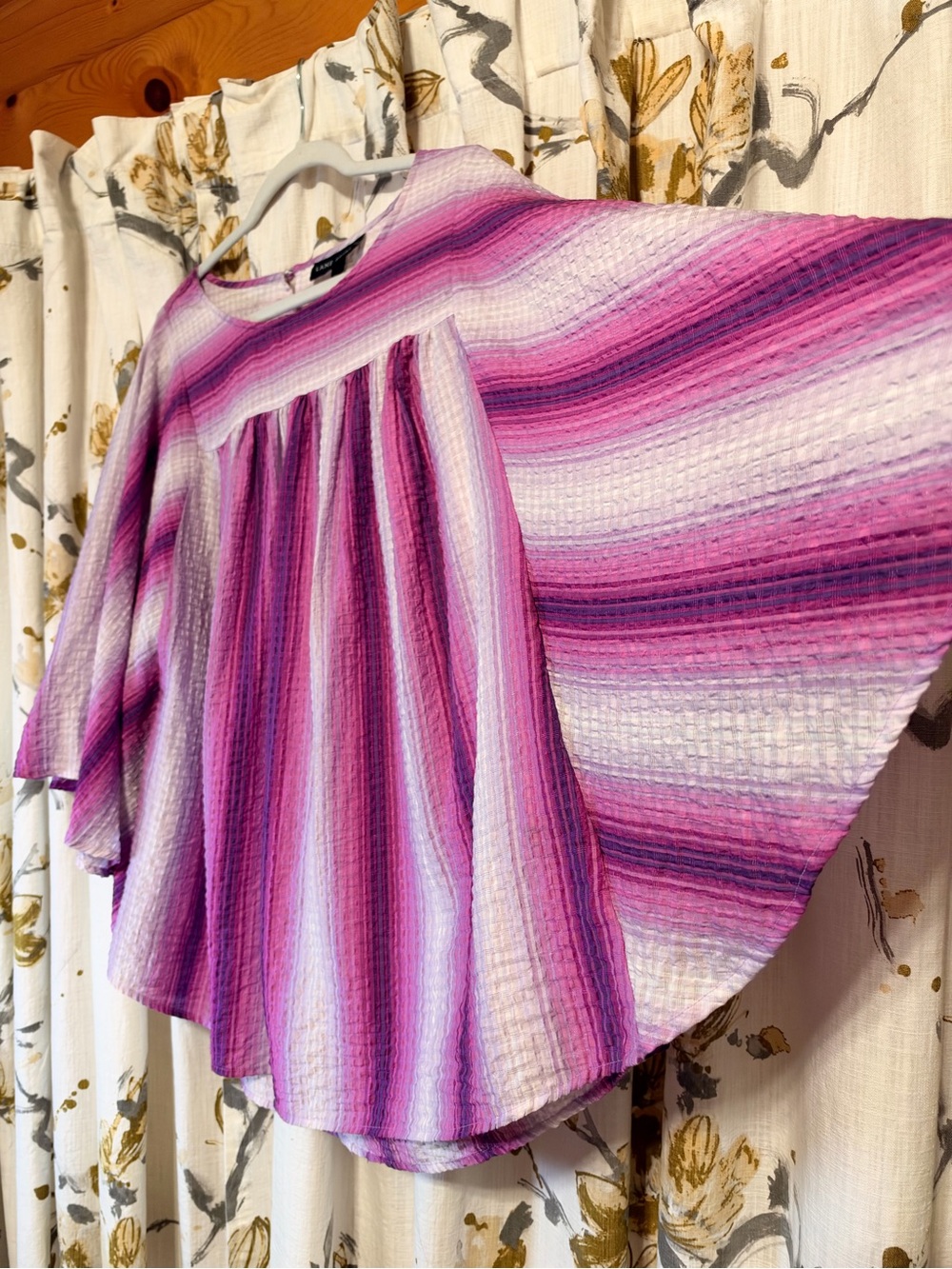 Lane Bryant Striped Flutter-Sleeve Tunic in Purple & White